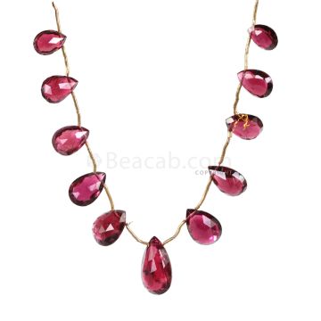 1 Line - Dark Purple Tourmaline Faceted Drops - 44.30 cts - 10 x 7 x 5 mm to 18 x 10 x 6 mm (TFD1267)