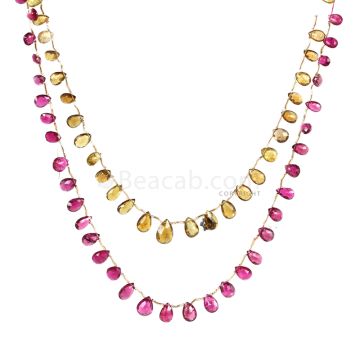 2 Lines - Medium Tones Multi-Tourmaline Faceted Drops - 53.00 cts - 6.2 x 4.2 mm to 9.9 x 6.8 mm (MTFD1188)