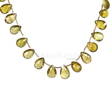 1 Line - Light Green Tourmaline Faceted Drops - 67.75 cts - 10.6 x 7.2 mm to 13 x 8.3 mm (TFD1221)