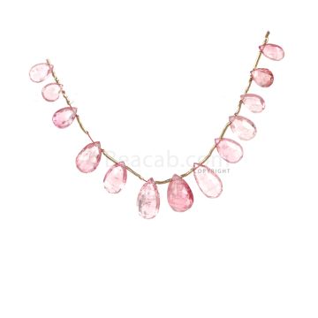1 Line - Light Pink Tourmaline Faceted Drops - 32.80 cts - 7.2 x 4.9 mm to 14 x 7.5 mm (TFD1223)