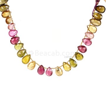 1 Line - Medium Tones Multi-Tourmaline Faceted Drops - 95.50 cts - 10.5 x 8.5 mm to 14 x 8.9 mm (MTFD1201)