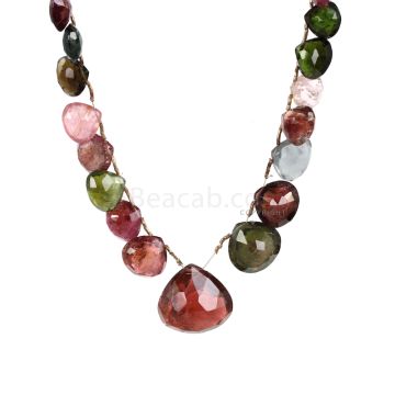 1 Line - Medium Tones Multi-Tourmaline Faceted Drops - 210.00 cts - 8.3 x 8.3 mm to 19.5 x 20.5 mm (MTFD1200)