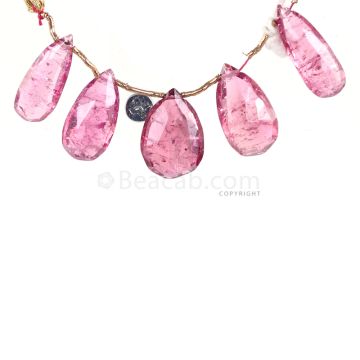 5 Pieces - Medium Pink Tourmaline Faceted Drops - 29.75 cts - 18 x 7.5 mm to 17.5 x 9.5 mm (TFD1282)
