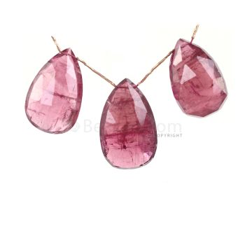 3 Pieces - Purple Tourmaline Faceted Drops - 183.50 cts - 32 x 21 x 12 mm to 37 x 23 x 10 mm (TFD1263)