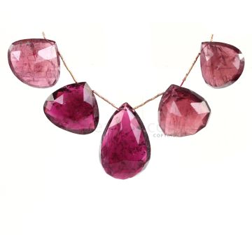 5 Pieces - Medium Purple Tourmaline Faceted Drops - 240.00 cts - 37 x 25 x 9 mm to 24 x 22 x 11 mm (TFD1261)