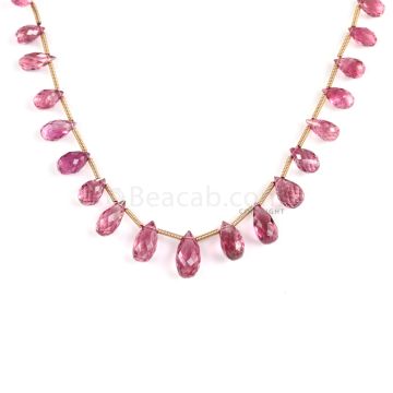 1 Line - Medium Pink Tourmaline Faceted Drops - 62.00 cts - 7.5 x 4.2 mm to 12 x 6 mm (TFD1270)