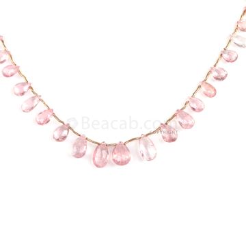 1 Line - Light Pink Tourmaline Faceted Drops - 38.00 cts - 6 x 4.5 mm to 12.5 x 7 mm (TFD1269)