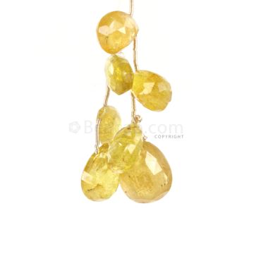 7 Pieces - Yellow Tourmaline Faceted Drops - 53.50 cts - 10.5 x 9 x 6 mm to 17 x 13 x 9.5 mm (TFD1283)