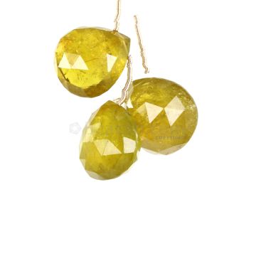 3 Pieces - Yellow Tourmaline Faceted Drops - 62.00 cts - 17 x 15.7 x 10 mm to 17.3 x 16.4 x 11.5 mm (TFD1285)
