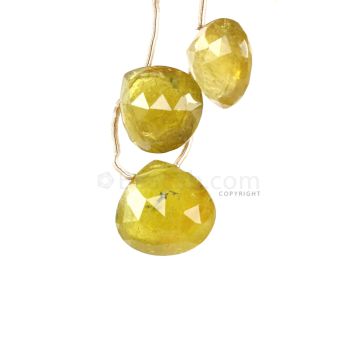 3 Pieces - Yellow Tourmaline Faceted Drops - 23.49 cts - 11.5 x 12.5 x 7 mm to 13 x 14 x 7.5 mm (TFD1286)