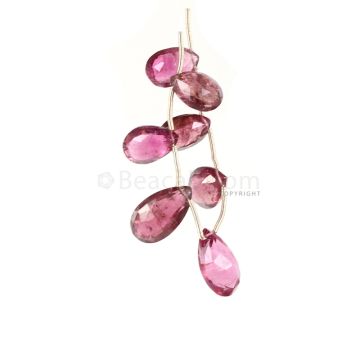 7 Pieces - Purple Tourmaline Faceted Drops - 30.08 cts - 14.6 x 9.5 mm to 11.4 x 7.6 mm (TFD1239)