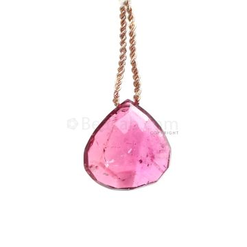 1 Piece - Medium Pink Tourmaline Faceted Drops - 28.03 cts - 24 x 24 x 5.5 mm (TFD1247)
