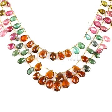 3 Line - Medium Tones Multi-Tourmaline Faceted Drops - 94.50 cts - 6.5 x 4.8 mm to 10.4 x 7.5 mm (MTFD1204)