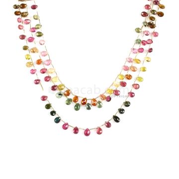3 Lines - Medium Tones Multi-Tourmaline Faceted Drops - 100.00 cts - 7 x 5.4 mm to 7.5 x 5.8 mm (MTFD1193)