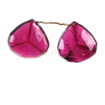 2 Pieces - Dark Purple Tourmaline Faceted Drops - 80.90 cts - 23 x 25 x 8 mm to 25 x 24 x 8 mm (TFD1252)
