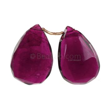 2 Pieces - Dark Purple Tourmaline Faceted Drops - 27.35 cts - 22 x 15 x 5 mm to 23 x 15 x 5 mm (TFD1253)