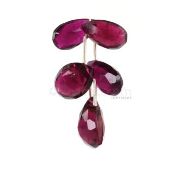 5 Pieces - Dark Purple Tourmaline Faceted Drops - 31.18 cts - 14.4 x 8 mm to 15.7 x 11 mm (TFD1240)