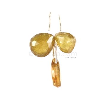 3 Pieces - Yellow Tourmaline Faceted Drops - 27.06 cts - 15.5 x 13.2 mm to 13.2 x 11.1 mm (TFD1237)