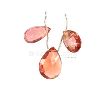 3 Pieces - Light Orange Tourmaline Faceted Drops - 23.50 cts - 14.9 x 8.5 mm to 17.5 x 12.9 mm (TFD1226)