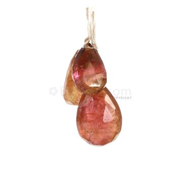 3 Pieces - Medium Tones Multi-Tourmaline Faceted Drops - 75.50 cts - 23 x 17 mm to 20 x 14 mm (MTFD1191)