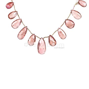 1 Line - Light Pink Tourmaline Faceted Drops - 72.30 cts - 12.9 x 7.3 mm to 21.9 x 11.5 mm (TFD1230)