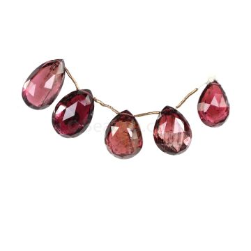 5 Pieces - Dark Purple Tourmaline Faceted Drops - 82.00 cts - 16.5 x 12 x 9 mm to 17.5 x 13.5 x 11 mm (TFD1281)