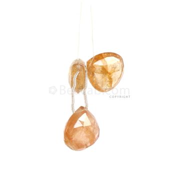 3 Pieces - Yellow Tourmaline Faceted Drops - 33.76 cts - 14.6 x 12.9 mm to 16 x 15.9 mm (TFD1236)