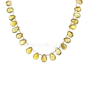1 Line - Yellow Tourmaline Faceted Drops - 66.65 cts - 10.1 x 7.7 mm to 12.4 x 8.5 mm (TFD1232)