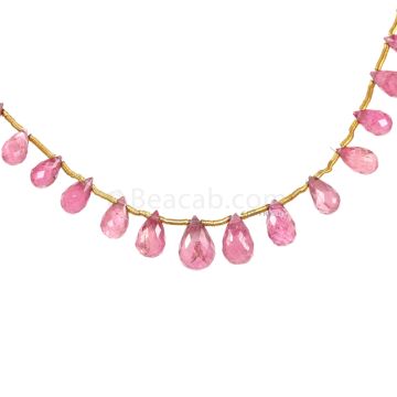 1 Line - Medium Pink Tourmaline Faceted Drops - 23.50 cts - 5.1 x 3.2 mm to 9.3 x 6.1 mm (TFD1231)
