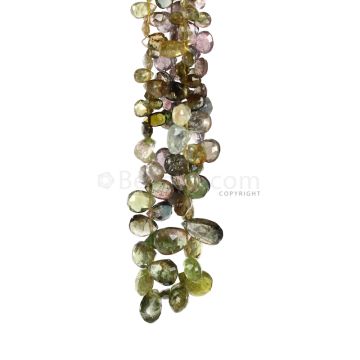 2 Lines - Medium Tones Multi-Tourmaline Faceted Drops - 107.50 cts - 5.4 x 5 mm to 12 x 7 mm (MTFD1196)