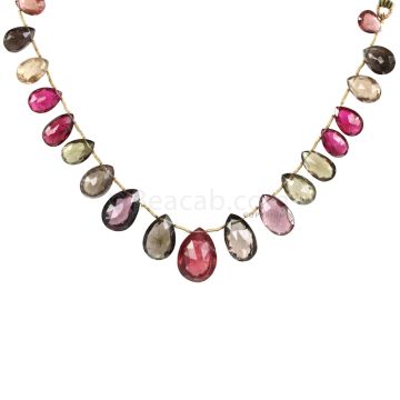 1 Line - Medium Tones Multi-Tourmaline Faceted Drops - 109.00 cts - 10.8 x 6 mm to 19 x 14 mm (MTFD1194)