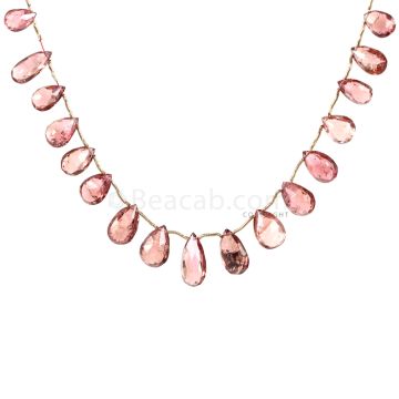 1 Line - Light Orange Tourmaline Faceted Drops - 68.50 cts - 9 x 6.5 x 4.2 mm to 16 x 8 x 6 mm (TFD1254)