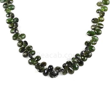 1 Line - Green Tourmaline Faceted Drops - 167.50 cts - 7.5 x 5.5 mm to 11.4 x 7 mm (TFD1255)
