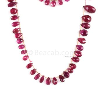 2 Lines - Medium Pink Tourmaline Faceted Drops - 479.00 cts - 7.8 x 4.4 mm to 10.5 x 19.5 mm (TFD1225)