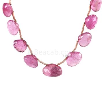 1 Line - Medium Pink Tourmaline Faceted Drops - 27.75 cts - 5 x 6.2 mm to 8 x 11.5 mm (TFD1290)