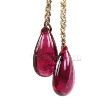 2 Pieces - Dark Pink Tourmaline Drops - 35.00 cts - 21 x 12.2 mm (TSD1218)