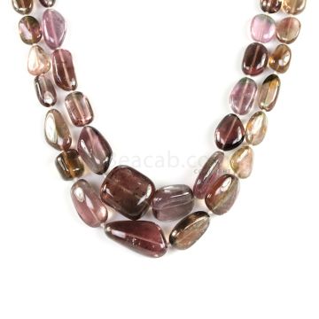 2 Lines - Medium Tones Multi-Tourmaline Tumbled Beads - 402.50 cts - 7.5 x 7.2 mm to 22.2 x 12.9 mm (TOTUB1087)