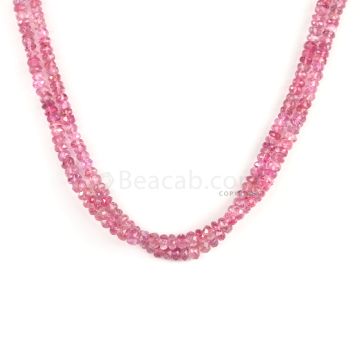 2 Lines - Light Pink Tourmaline Faceted Beads - 82.00 cts - 3 to 4.3 mm (TOFB1028)
