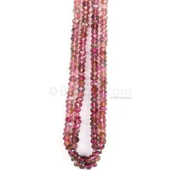 2 Lines - Watermelon Tourmaline Faceted Beads - 133.00 cts - 4.5 to 5.7 mm (TOFB1027)