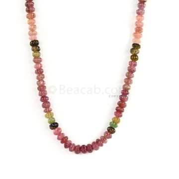 1 Line - Medium Tones Multi-Tourmaline Carved Beads - 159.50 cts - 7 to 7.6 mm (TOCARB1008)