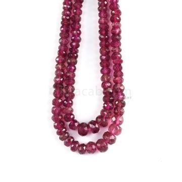 2 Lines - Dark Pink Tourmaline Faceted Beads - 188.00 cts - 4 to 7.8 mm (TOFB1034)