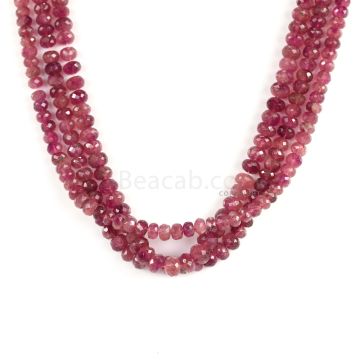 3 Lines - Medium Pink Tourmaline Faceted Beads - 370.00 cts - 5.5 to 7.3 mm (TOFB1030)