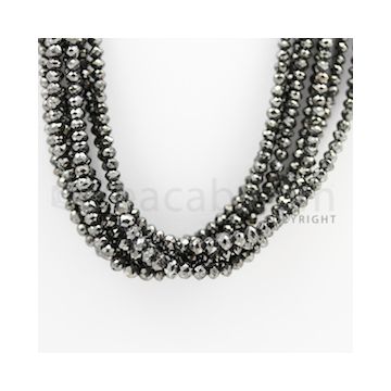3.20 to 4.40 mm - Black Diamond Faceted Beads - 355.56 carats - 15 inches (BDIA1008)