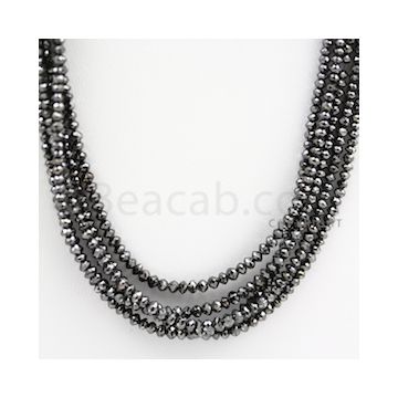 2.00 to 3.00 mm - Black Diamond Faceted Beads - 110.88 carats - 15 inches (BDIA1009)