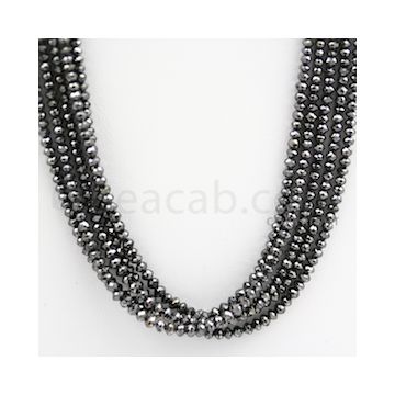 2.50 to 3.50 mm - Black Diamond Faceted Beads - 162.00 carats - 15 inches (BDIA1011)