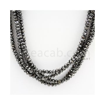 2.20 to 3.20 mm - Black Diamond Faceted Beads - 122.94 carats - 15 inches (BDIA1012)
