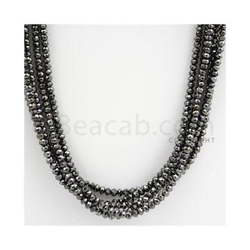 2.20 to 3.20 mm - Black Diamond Faceted Beads - 153.35 carats - 15 inches (BDIA1013)