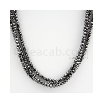 2.50 to 3.50 mm - Black Diamond Faceted Beads - 64.85 carats - 15 inches (BDIA1015)