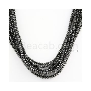 2.70 to 3.20 mm - Black Diamond Faceted Beads - 253.15 carats - 15 inches (BDIA1016)