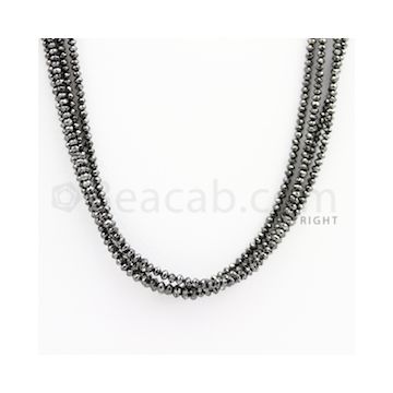 1.60 to 2.50 mm - Black Diamond Faceted Beads - 58.50 carats - 15 inches (BDIA1018)